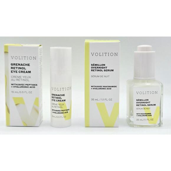 Volition Grenache Retinol Eye Cream .5oz + Semillion Overnight Retinol Serum 1oz - Picture 1 of 5
